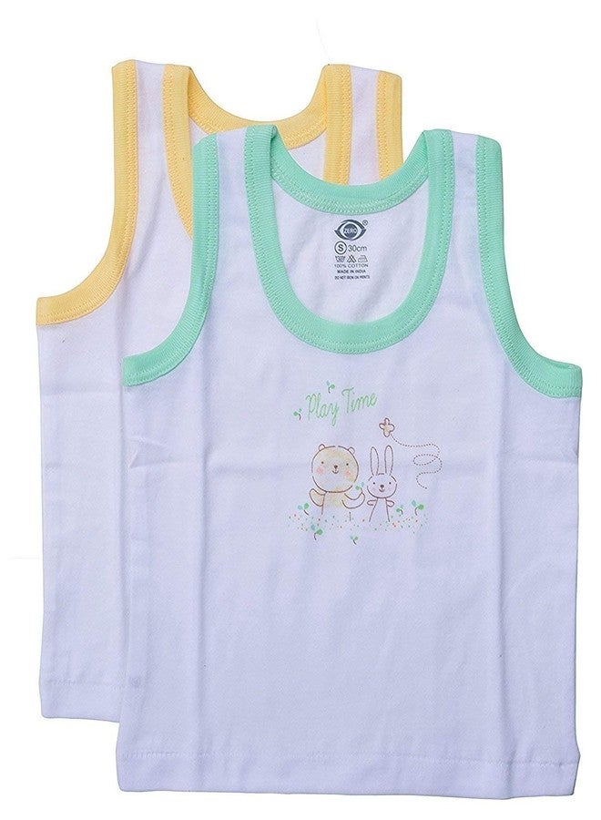 GOOD LUCK Goodluck Nonibud New Born Baby Kids Inner Wear Baniyan Unisex Printed Cotton Baby Sando Regular Fit Vest Cotton Housiery With Cartoon Print Pack Of 6 Pcs (Baby White Print, 3-6 Months) - Image 5