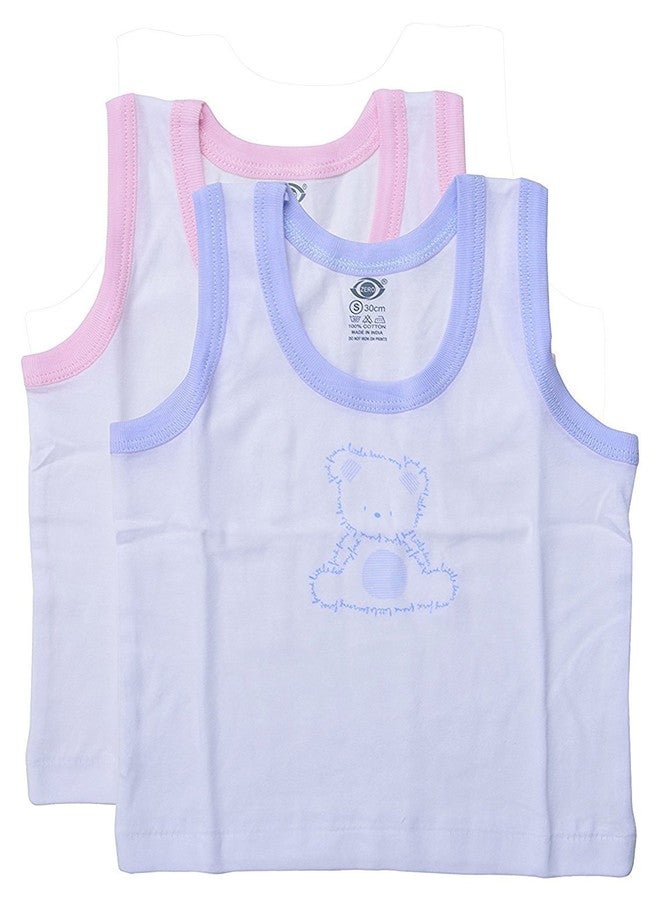 GOOD LUCK Goodluck Nonibud New Born Baby Kids Inner Wear Baniyan Unisex Printed Cotton Baby Sando Regular Fit Vest Cotton Housiery With Cartoon Print Pack Of 6 Pcs (Baby White Print, 3-6 Months) - Image 3