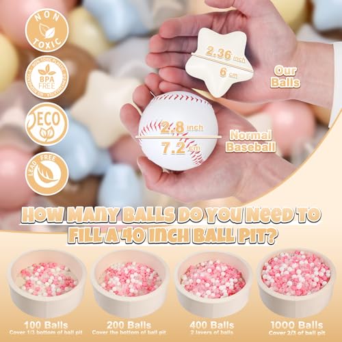 GOGOSO Ball Pits Balls Toddlers 50 100 200 500 Plastics Shape Ball NonPhthalate NonBPA NonToxic 22Inch Crush Proof Play Balls Cream Mix100 Balls - Image 5