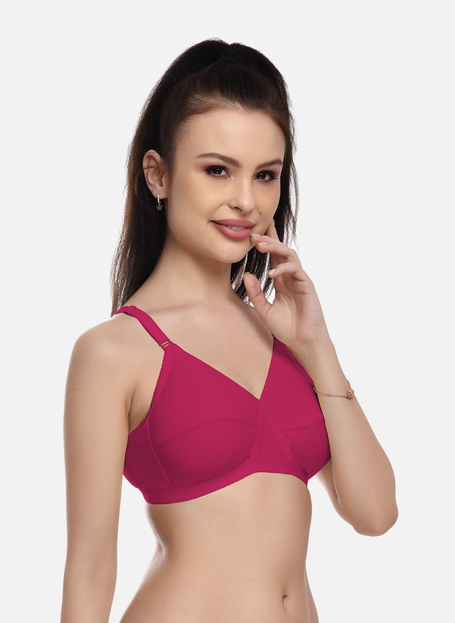 FIMS Pack of 3 Cotton Blend Non-Padded Bras in Beige, Pink, and Maroon - Image 4
