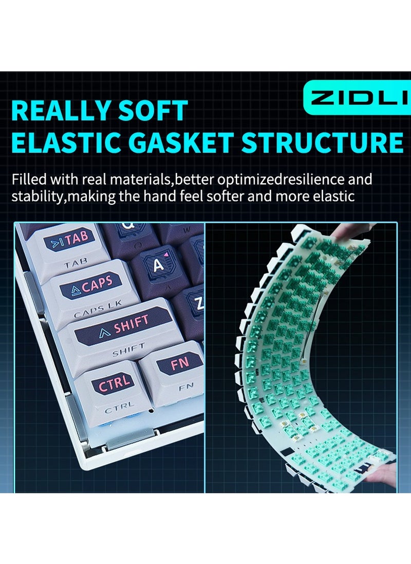 ZIDLI - ZIDLI FK980 Custom Mechanical Keyboard with DIY Display Screen RGB Gasket Structure KTT Hyacinth Switches Wireless Triple Connectivity 98-Key Compact Layout PBT Keycaps 5 Color Variants - Image 1