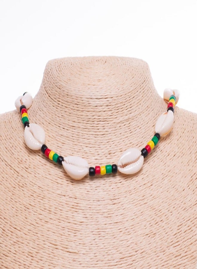 BlueRica Cowrie Shells and Rasta Coconut Shell Beads Necklace - Image 2
