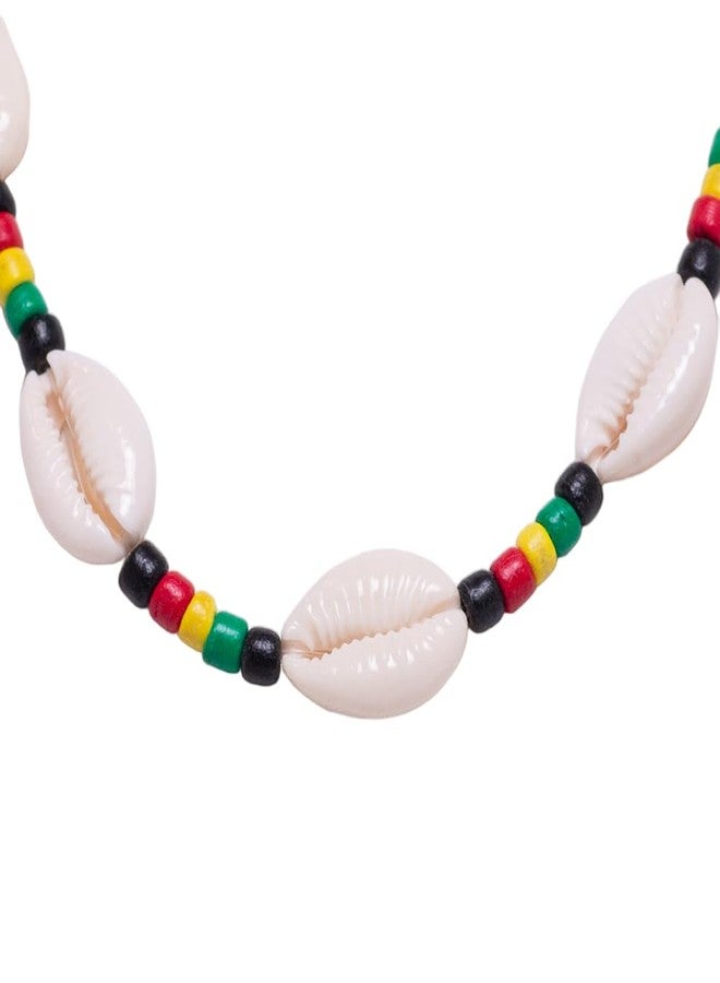 BlueRica Cowrie Shells and Rasta Coconut Shell Beads Necklace - Image 3