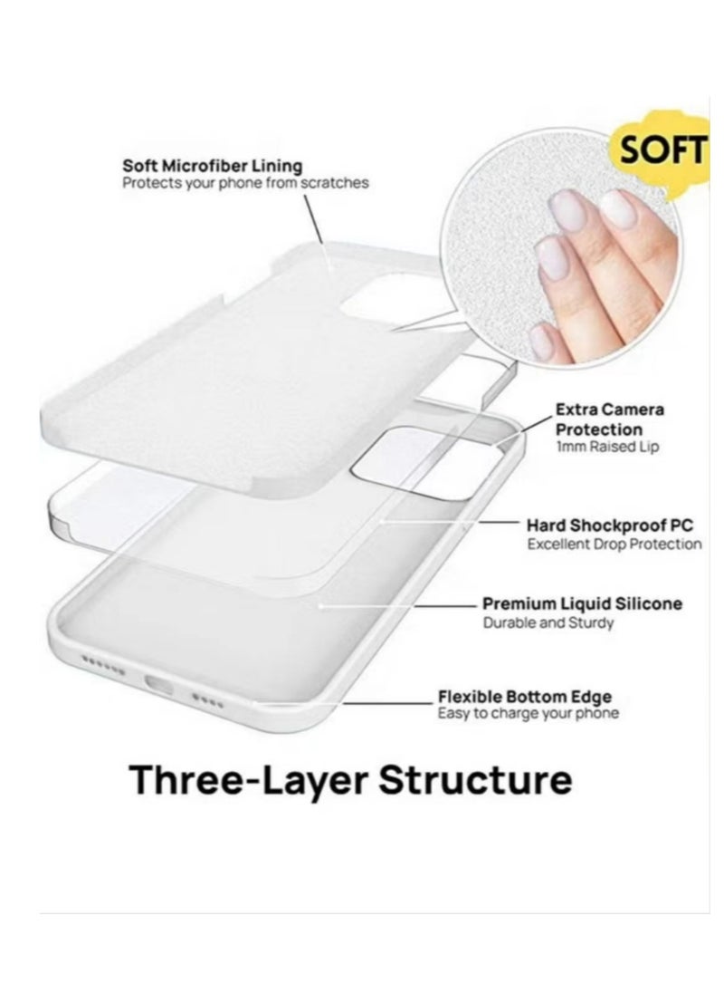 Generic Compatible with iPhone 16 Pro Max Case Liquid Silicone Case Full Body Protective Cover Shockproof Slim Phone Case Anti-Scratch Soft Microfiber Lining Comfortable Hold Touch Feeling and Anti-fingerprint White  - Image 3