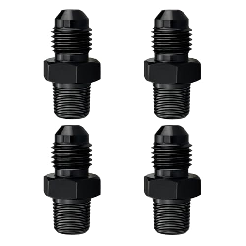 caqeg 4AN Male Flare to 1/8" NPT Pipe Fitting Adapter Aluminum Straight Black, Pack of 4 - Image 1