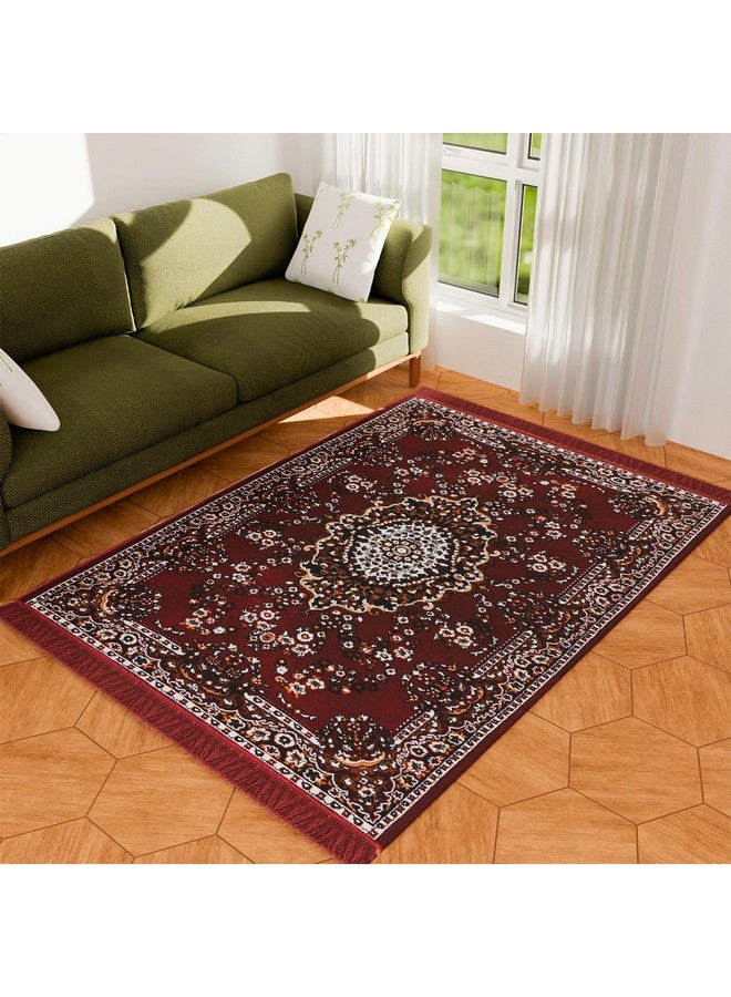 Kuber Industries Carpet | Velvet Floor Mat | Carpet for Hall | Carpet for Living Room | Carpet for Bedroom | Area Rug | Solid Prayer Mat |Heavy V.V Carpet | 5x7 Feet | Maroon - Image 1