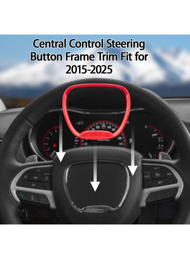 VANEST Central Control Steering Button Frame Trim Compatible with Dodge Challenger Durango 2015-2025, Car Interior Decoration Accessories (Red) - Image 2