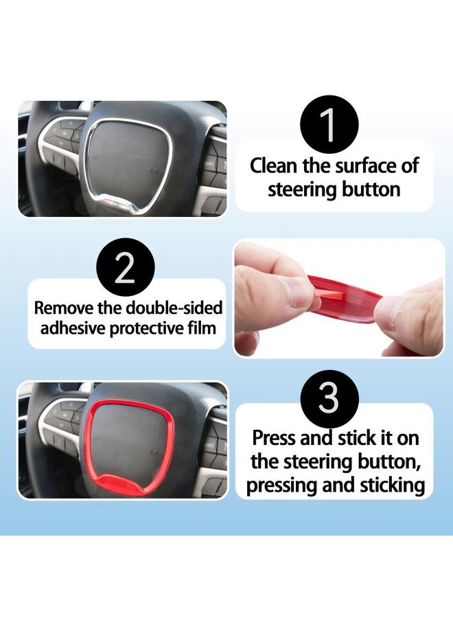 VANEST Central Control Steering Button Frame Trim Compatible with Dodge Challenger Durango 2015-2025, Car Interior Decoration Accessories (Red) - Image 5