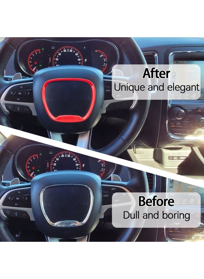 VANEST Central Control Steering Button Frame Trim Compatible with Dodge Challenger Durango 2015-2025, Car Interior Decoration Accessories (Red) - Image 4