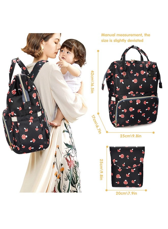 MCWTH Mushroom Diaper Bag Backpack Set for Baby Girls Mom, Large Capacity Multi-Function Nappy Bags Organizer - Image 1