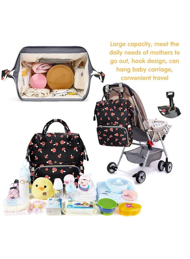 MCWTH Mushroom Diaper Bag Backpack Set for Baby Girls Mom, Large Capacity Multi-Function Nappy Bags Organizer - Image 3