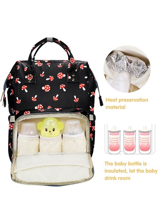 MCWTH Mushroom Diaper Bag Backpack Set for Baby Girls Mom, Large Capacity Multi-Function Nappy Bags Organizer - Image 2