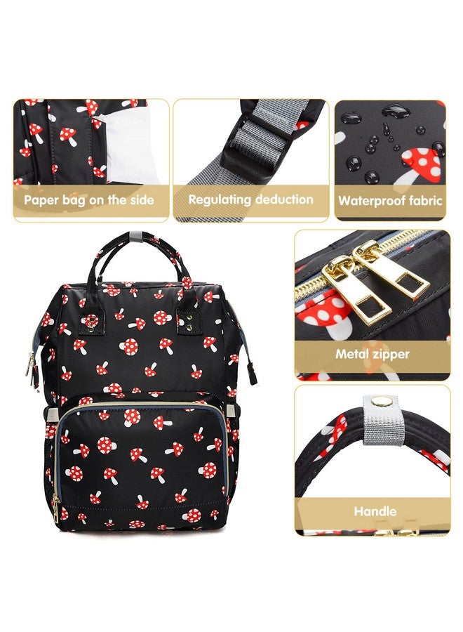 MCWTH Mushroom Diaper Bag Backpack Set for Baby Girls Mom, Large Capacity Multi-Function Nappy Bags Organizer - Image 4