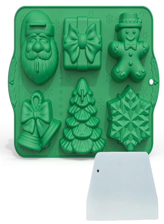 Apiocmy Christmas Silicone Molds, Large Size Xmas 3D Christmas Baking Mold with Scraper for Cakes, Handmade Soap, Chocolate, Jello, soap, Candy and Candles (Green) - Image 1