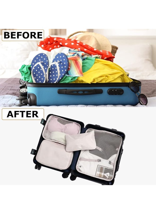 HQ-GAMING Travel Organizer, 6 Set Packing Cubes for Suitcases Travel Luggage Packing Organizers, Travel Essentials Luggage Organizer for Travel Accessories Portable Reusable Travel Luggage Compression Bag (Beige)  - Image 5