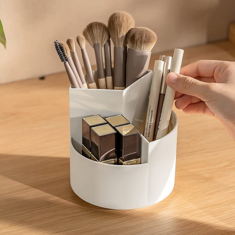 NowExp Pen & Pencil Holders and Stationery Organiser Holder I 3 Compartment Plastic Case Holder I Multi-Functional Storage & Display Stand for Home, Office Table Accessories I Plastic - White - Image 2
