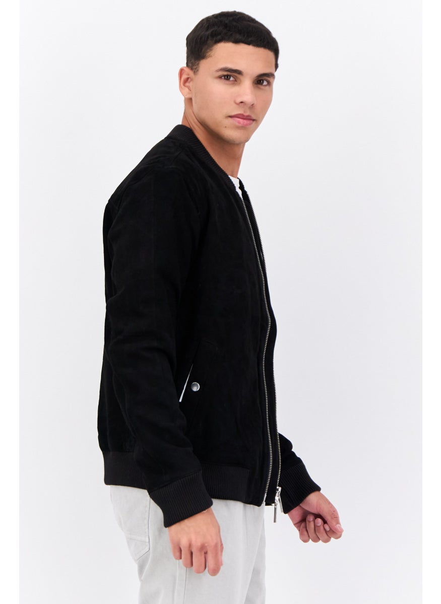 Selected Homme Men Solid Motorcycle Jacket, Black  - Image 2