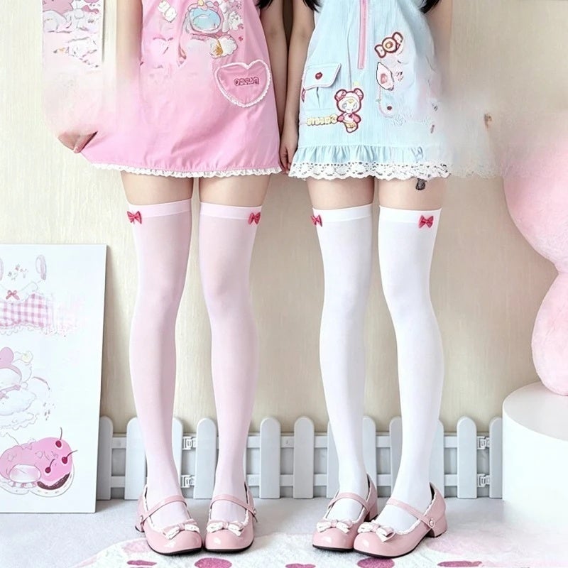 Sweet Bowknot Over Knee Socks for Women - Image 2