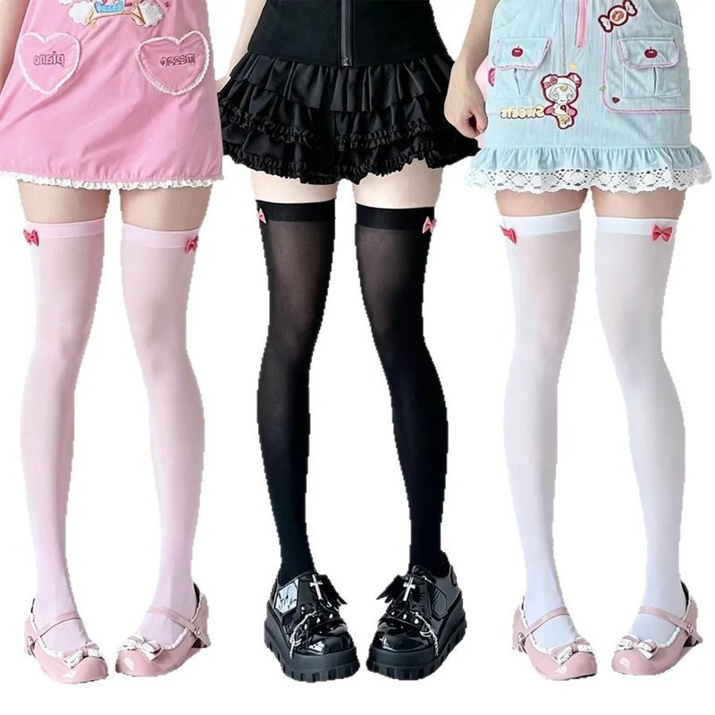 Sweet Bowknot Over Knee Socks for Women - Image 1