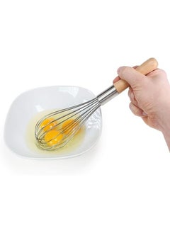 Happy Home Stainless Steel Egg Beater, Wooden Handle with Opener, 30 cm - Silver Wood  - Image 2