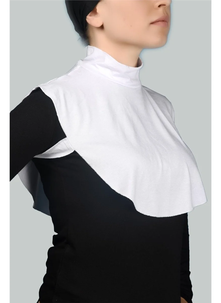 التوبة Plain Turtleneck Turtleneck Combed Cotton Hijab Neck Collar - White