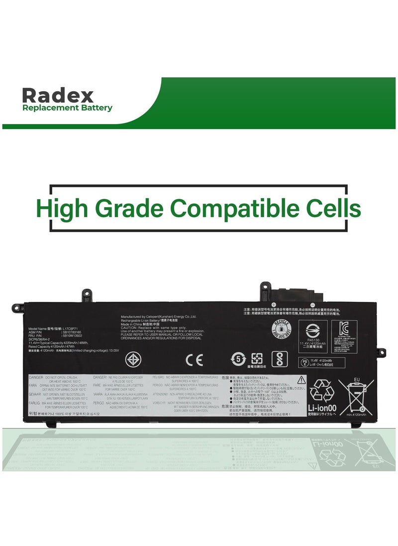 RADEX - L17M6P71 High Grade Compatible Laptop Battery for Lenovo Thinkpad X280 A285 Series Notebook [L17L6P71, L17C6P71, L17M6P72, L17C6P72] - Image 1