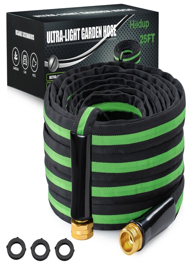 HODUP Garden Hose - Sturdy, Flexible, Heavy-Duty, Lightweight, Kink-Free with Aluminum Brass Fittings (black-green, 25 FT) - Image 1