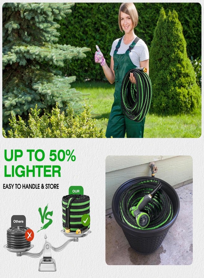 HODUP Garden Hose - Sturdy, Flexible, Heavy-Duty, Lightweight, Kink-Free with Aluminum Brass Fittings (black-green, 25 FT) - Image 2