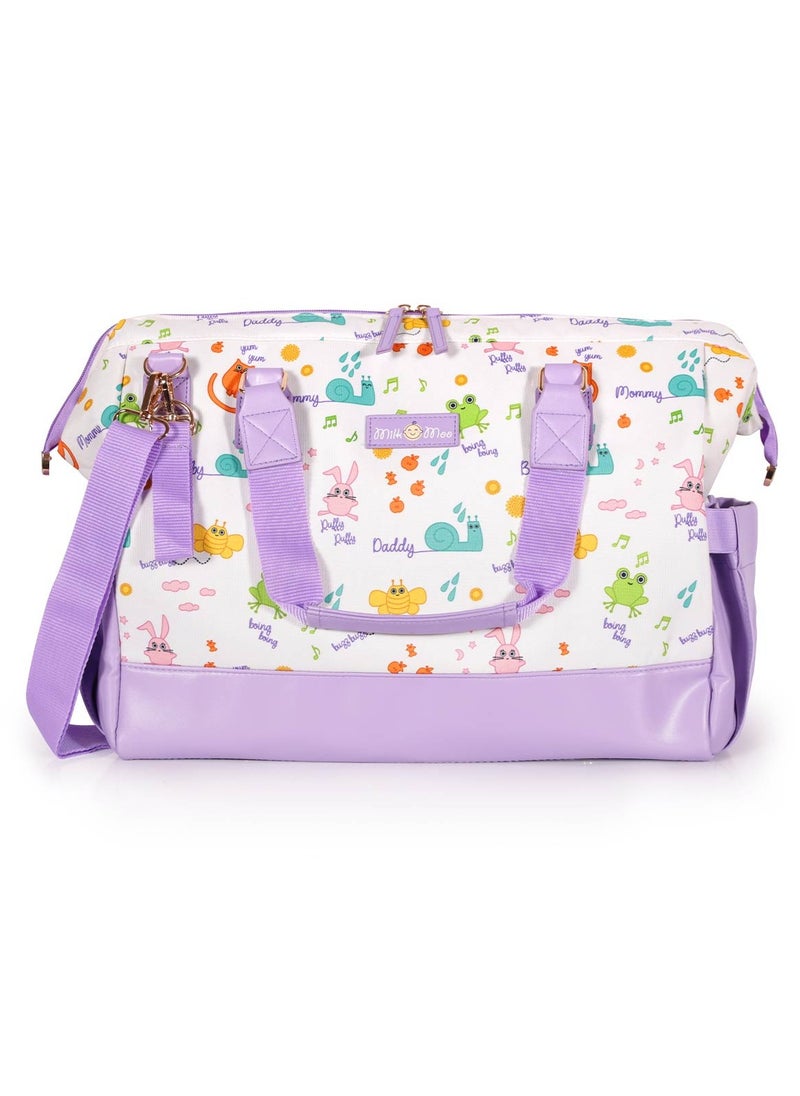 Milk & Moo Set of Tote Diaper Bag Changing Mat and 2pc Muslin Cloth Swaddles, Multipurpose Shoulder Bag, Water-resistant Changing Mat, 2pc Muslin Cloth Swaddle, Baby Care Bundle  - Image 4
