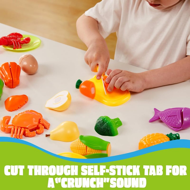 JOYIN Learning Toys Play Food Set for Toddlers, Cutting Food for Preschool Activities, Play Kitchen Accessories, Educational Toys, Color Sorting Set for Boys & Girls, Back to School Gifts for Toddlers - Image 4