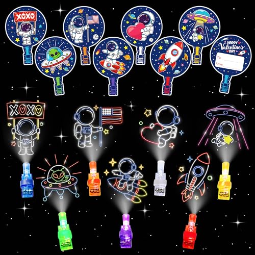 COKOKA 28 Pack Valentines Day Gifts for Kids LED Finger Lights with Valentines Cards for Kids Classroom Exchange NonCandy Valentine Party Favors Class Prizes for Boys Girls School - Image 1