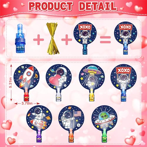 COKOKA 28 Pack Valentines Day Gifts for Kids LED Finger Lights with Valentines Cards for Kids Classroom Exchange NonCandy Valentine Party Favors Class Prizes for Boys Girls School - Image 5