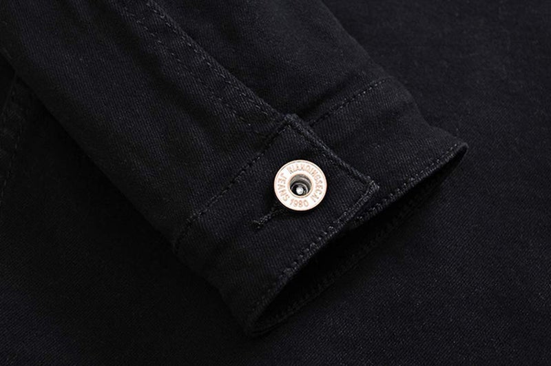 DSDZ Men`s Classic Slim Fit Motorcycle Denim Jean Jacket Coat (L (asian 4XL), Black) - Image 4