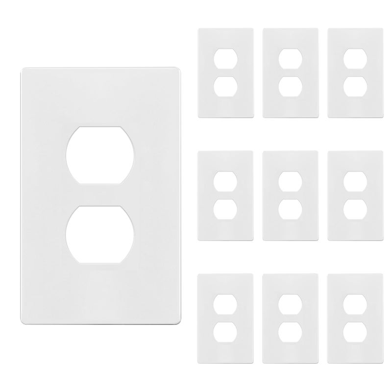 TG MidSize Screwless Duplex Wall Plate Child Safe Receptacle Outlet Cover Medium Size 1Gang 488 H x 311 L Polycarbonate Thermoplastic UL Listed SPMS1W10P White 10 Pack - Image 2