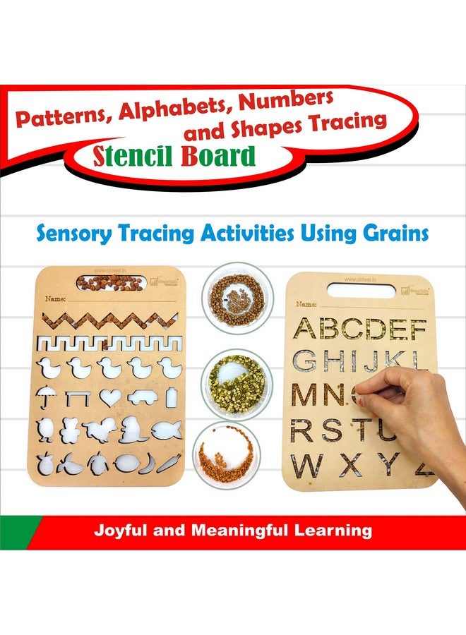 StepsToDo Montessori Wooden Stencil Boards Set of 4. Tracing Kit for Alphabet Letters, Shapes, Numbers, Patterns, Lines, Zig-Zags, Waves, Spirals and Shapes, Large and Small Letters. - Image 4
