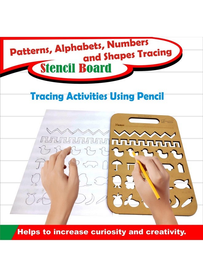 StepsToDo Montessori Wooden Stencil Boards Set of 4. Tracing Kit for Alphabet Letters, Shapes, Numbers, Patterns, Lines, Zig-Zags, Waves, Spirals and Shapes, Large and Small Letters. - Image 5