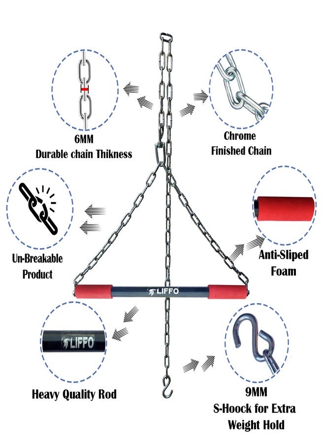 Liffo® Hanging Rod For Height increase Heavy Sangal Steel Chin-up, Pull up Bar for Home & Gym (6FT) - Image 2