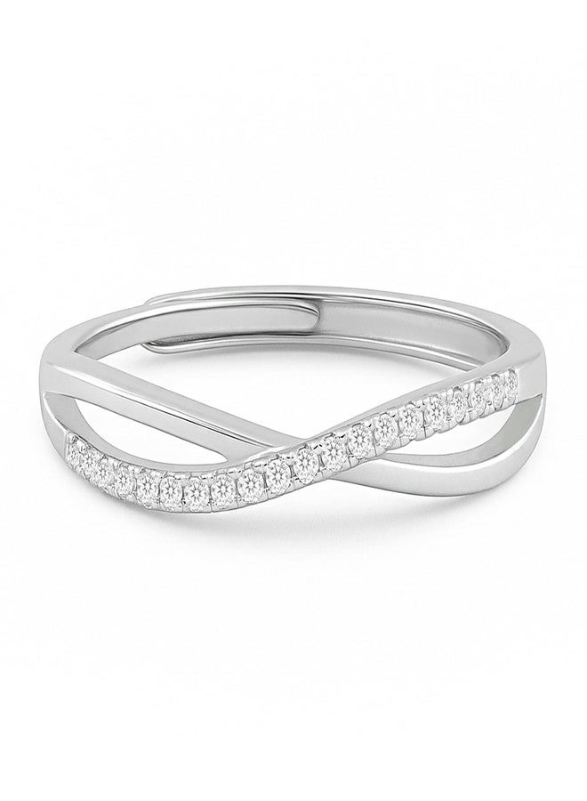 ZAVYA 925 Silver Infinite Sparkle of Love Adjustable Rhodium Plated Ring | Gift for her, Gifts for Women & Girls | With Certificate of Authenticity and 925 Stamp - Image 1