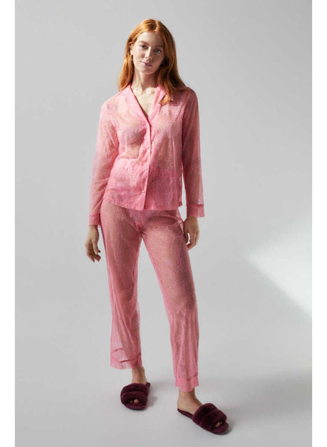 women'secret Long lace shirt pajamas - Image 1