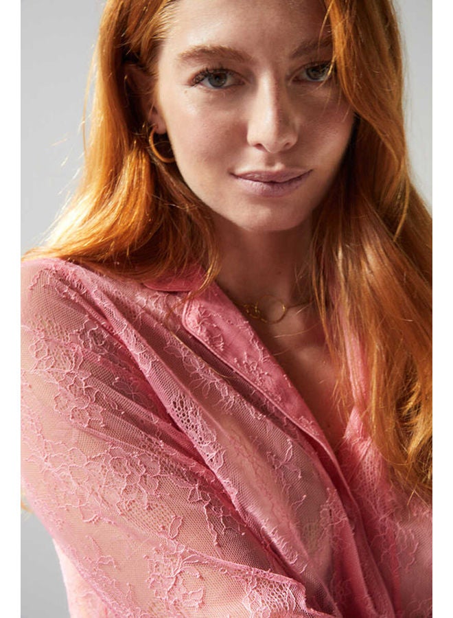 women'secret Long lace shirt pajamas - Image 4