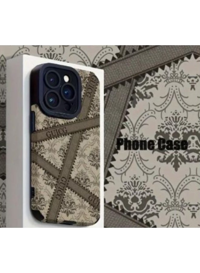 غوتشي غطاء Tغطاء TPU لجهاز iPhone 13 Pro Max بتصميم نمط متين وعالي القيمة، لون بني.PU لجهاز iPhone 13 Pro Max بتصميم نمط متين وعالي القيمة، لون بني. - Image 3