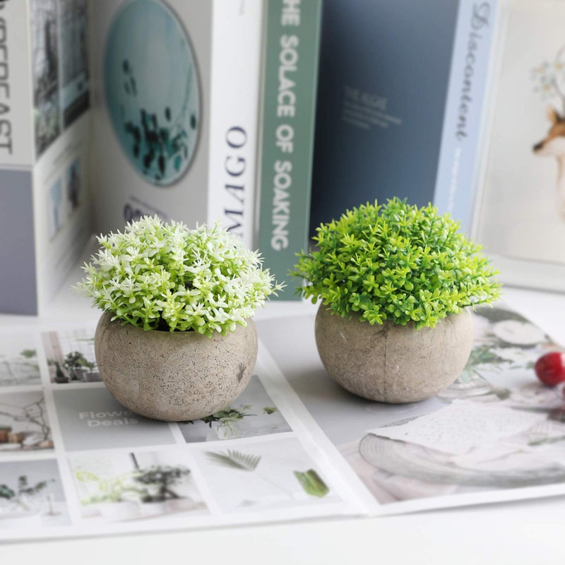 THE BLOOM TIMES THE BLOOM TIMES 2 Pcs Fake Plants for Bathroom/Home Office Decor  Small Artificial Faux Greenery for House Decorations (Potted Plants)  - Image 2