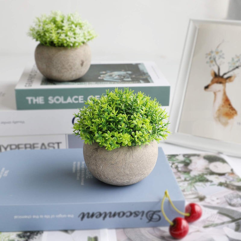 THE BLOOM TIMES THE BLOOM TIMES 2 Pcs Fake Plants for Bathroom/Home Office Decor  Small Artificial Faux Greenery for House Decorations (Potted Plants)  - Image 3