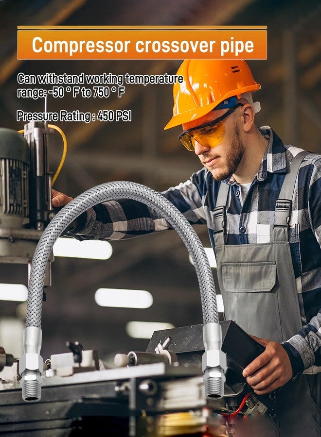 Maigoo Industrial Grade Compressor Jumper hose, With 1/2" NPT Male 23" Length 450 PSI &750°F, And Two 1/2" Male Adapters (Both Sides Fittings Rotate Freely), Flexible Stainless Steel Metal Hose - Image 5