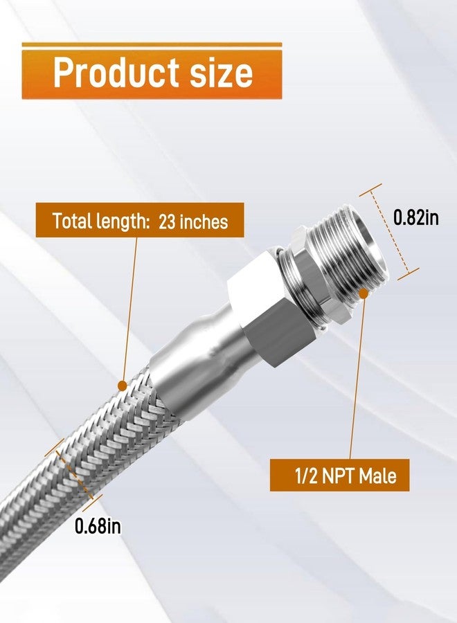 Maigoo Industrial Grade Compressor Jumper hose, With 1/2" NPT Male 23" Length 450 PSI &750°F, And Two 1/2" Male Adapters (Both Sides Fittings Rotate Freely), Flexible Stainless Steel Metal Hose - Image 3