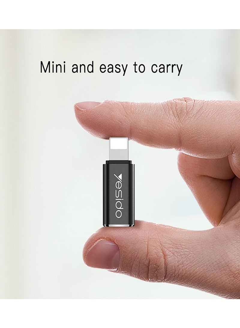 Yesido - GS03 Connector To Adapter Type-C To Lightning Data Transmit OTG Adapter Black - Image 1