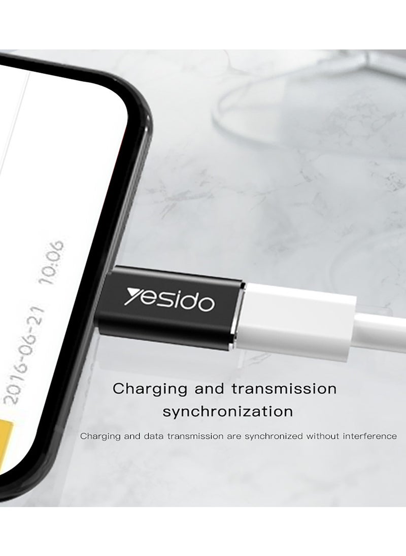 Yesido - GS03 Connector To Adapter Type-C To Lightning Data Transmit OTG Adapter Black - Image 1
