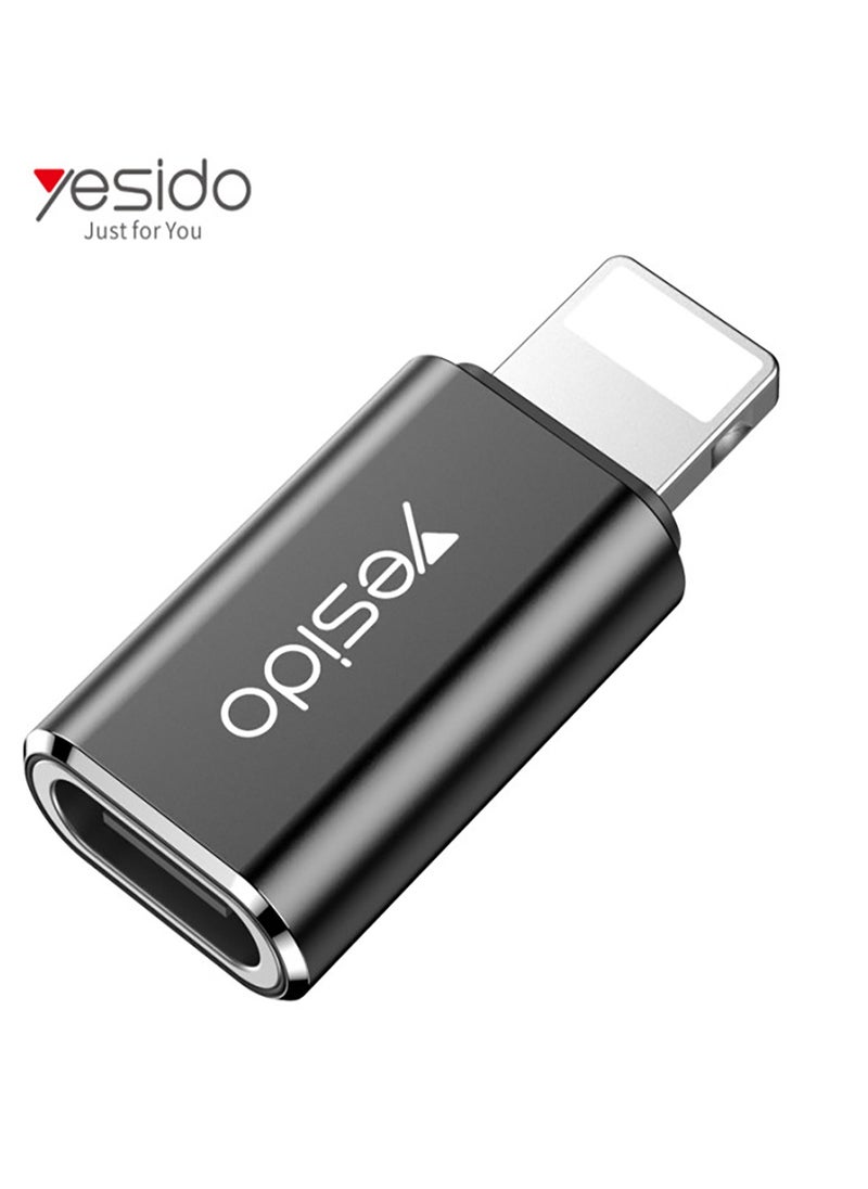 Yesido - GS03 Connector To Adapter Type-C To Lightning Data Transmit OTG Adapter Black - Image 1
