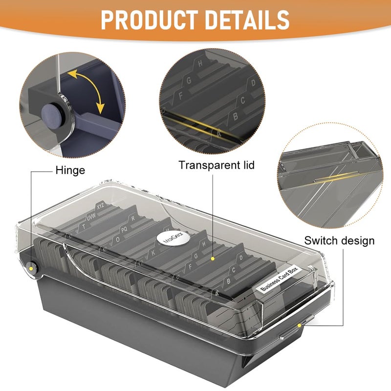 Climberty ® Large Capacity Business Card Storage Case with 5 Compartments 40PCS AZ Index Tabs Organizer Credit Card Holder File for 500 Business Cards 24cm x 12cm x 7.5cm - Image 3