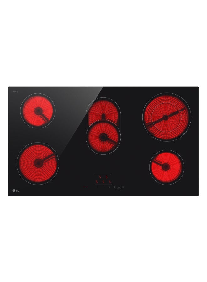LG Built-In Radiant Cooktop, 90 cm, 5 Burners, Ceramic Glass, Black CE5Z3625BN black - Image 1